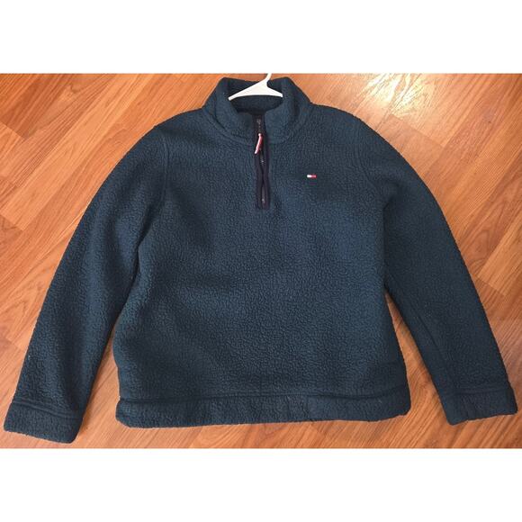 Tommy Hilfiger Green Fleece Quarter Zip - Women's Large - Picture 2 of 7